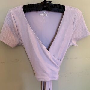 Hollister Lavender Ribbed V-Neck Blouse